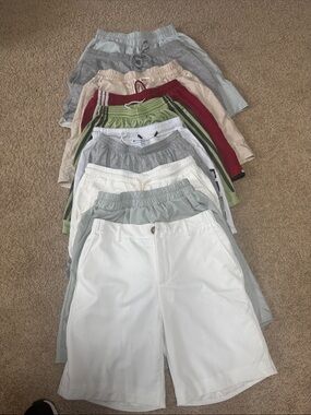 Men's Athletic Shorts Pack - White, Gray, Green, Red, Beige Mix